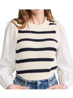 Rails Bambi Striped Mixed Media Sweater Vest with Shirt Sleeves
